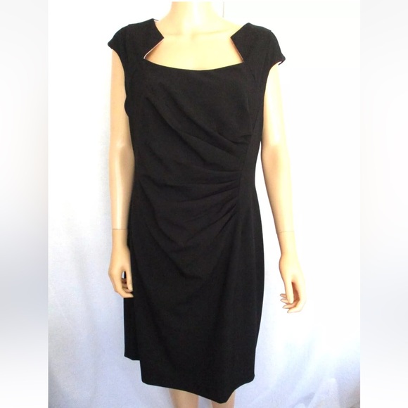Calvin Klein Womens‎ Dress Size 14 Black Ruched Sleeveless Fully Lined Back Zip - Picture 1 of 10